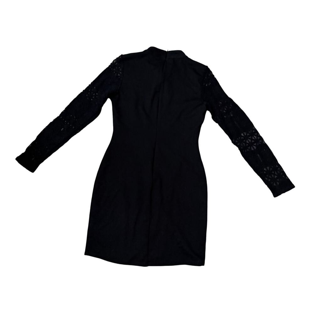 Lulus black long slv body con dress see thru sleeves sexy dressy cocktail sz M - Picture 2 of 8